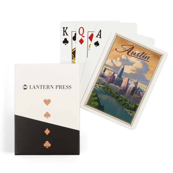 Playing Cards, Austin, Texas, Lithograph, City Series, 52 Card Deck with Jokers in Box, Unique Art
