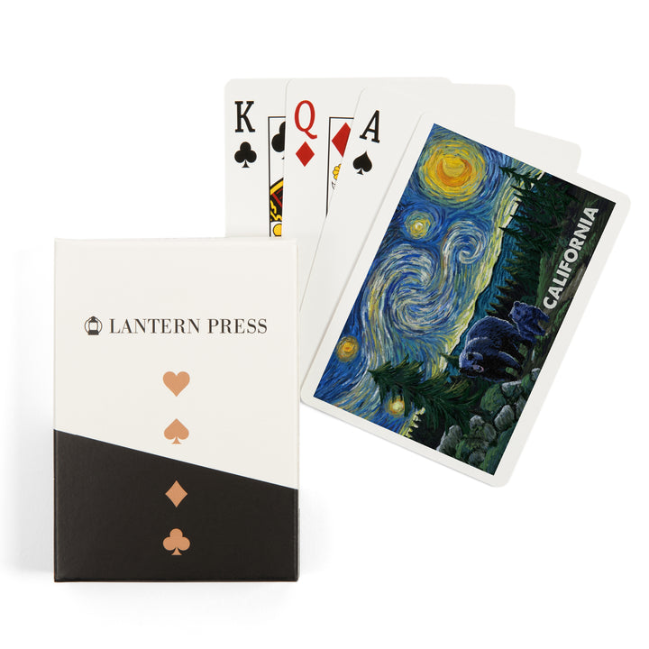Playing Cards, California, Starry Night, Bear and Cub, 52 Card Deck with Jokers in Box, Unique Art