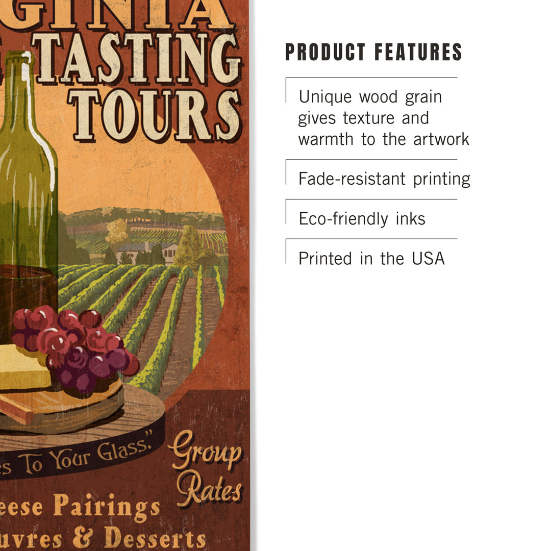 Virginia, Wine Vintage Sign, Wood Sign and Postcards