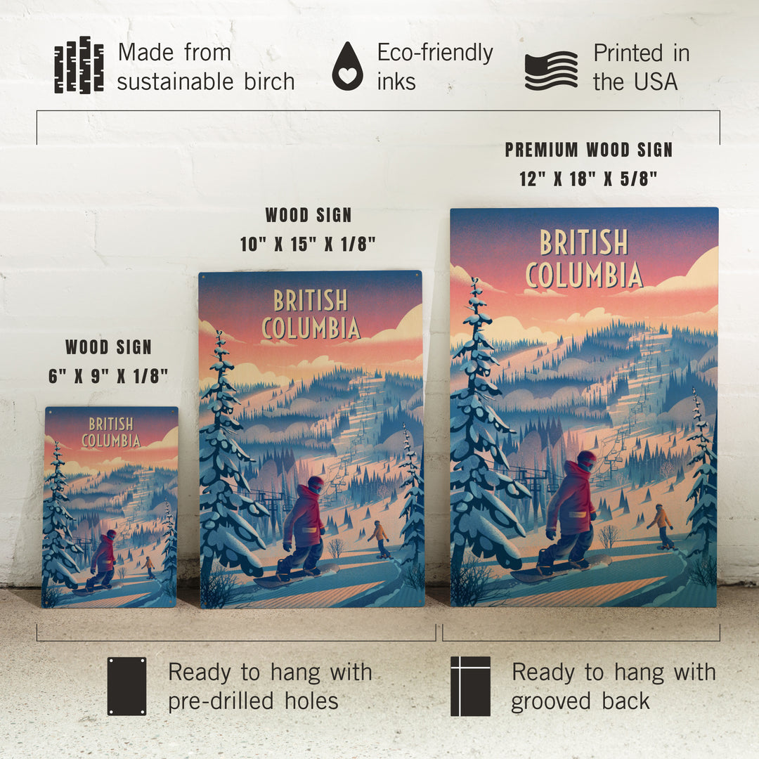 British Columbia, Shred the Gnar, Snowboarding, Wood Signs and Postcards