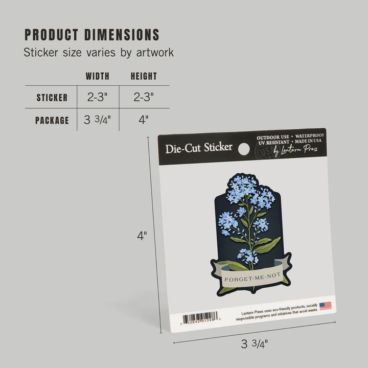 Vintage Flora Noir, Forget-Me-Not, Vinyl Sticker
