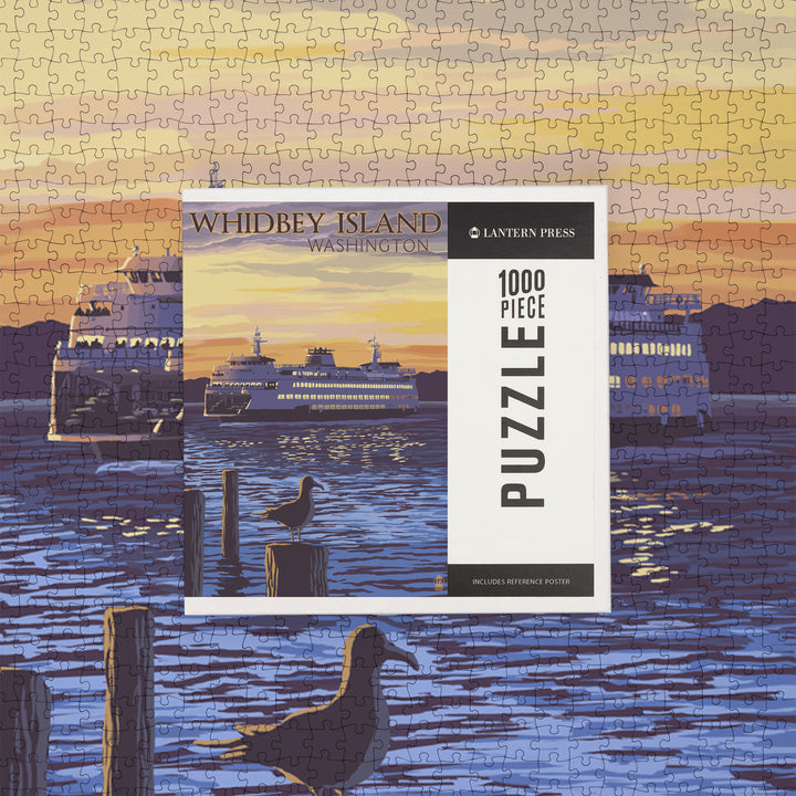 Whidbey Island, Washington, Ferry Sunset and Gull, 1000 Piece Jigsaw Puzzle