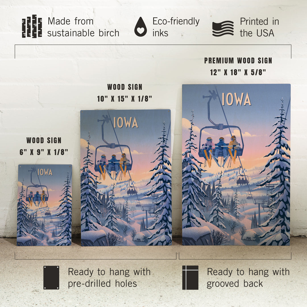 Iowa, Chill on the Uphill, Ski Lift, Wood Signs and Postcards
