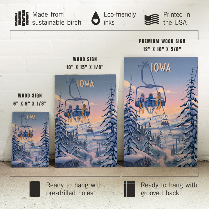 Iowa, Chill on the Uphill, Ski Lift, Wood Signs and Postcards