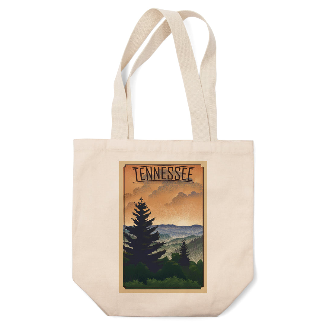 Tennessee, Mountain, Lithograph, Tote Bag
