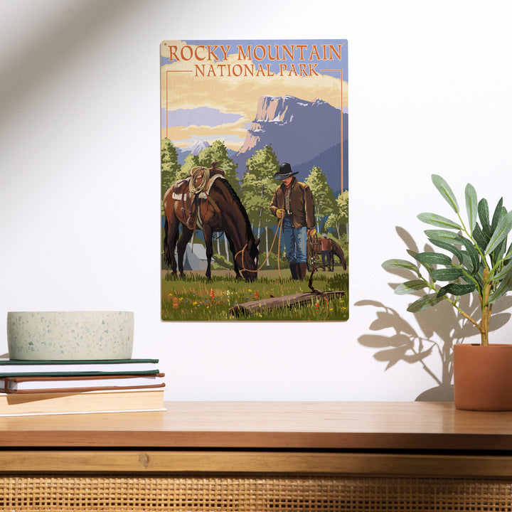 Rocky Mountain National Park, Colorado, Cowboy, Wood Sign and Postcards