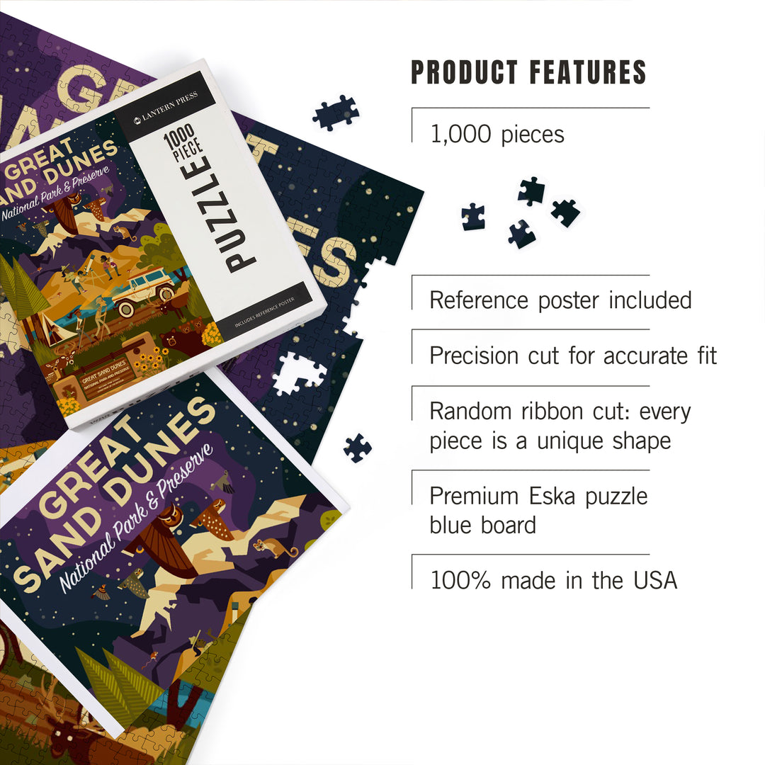 Great Sand Dunes National Park and Preserve, Colorado, Geometric Night Scene, 1000 Piece Jigsaw Puzzle