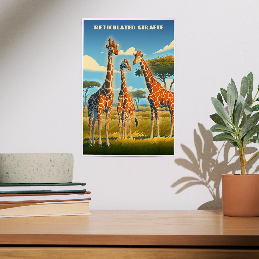 Lithograph Wildlife, Reticulated Giraffe, Art & Giclee Prints