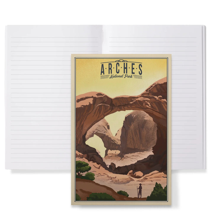 Lined 6x9 Journal, Arches National Park, Utah, Double Arch, Litho, Lay Flat, 193 Pages, FSC paper