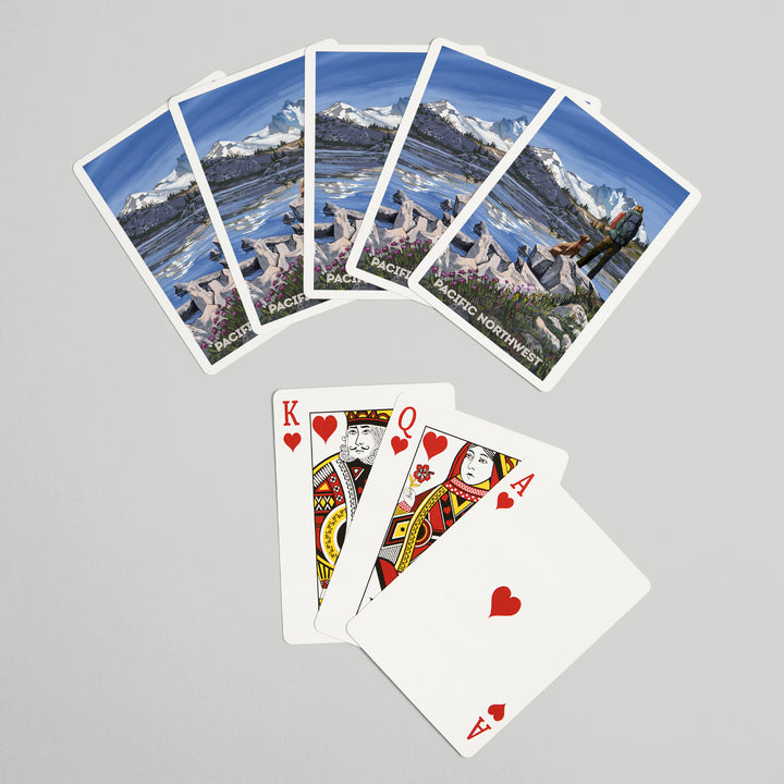 Playing Cards, Pacific Northwest, Washington, Painterly, Get Out and Hike, 52 Card Deck with Jokers in Box, Unique Art