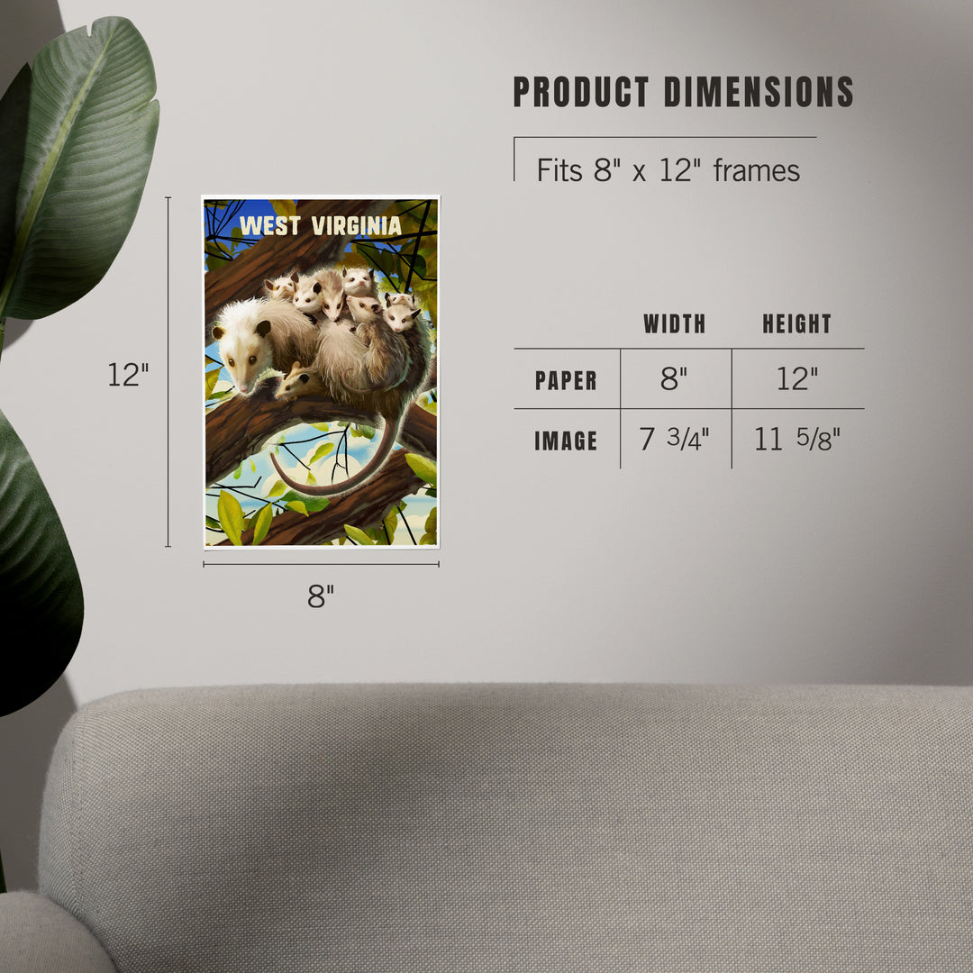West Virginia, Possum with Babies, Art & Giclee Prints