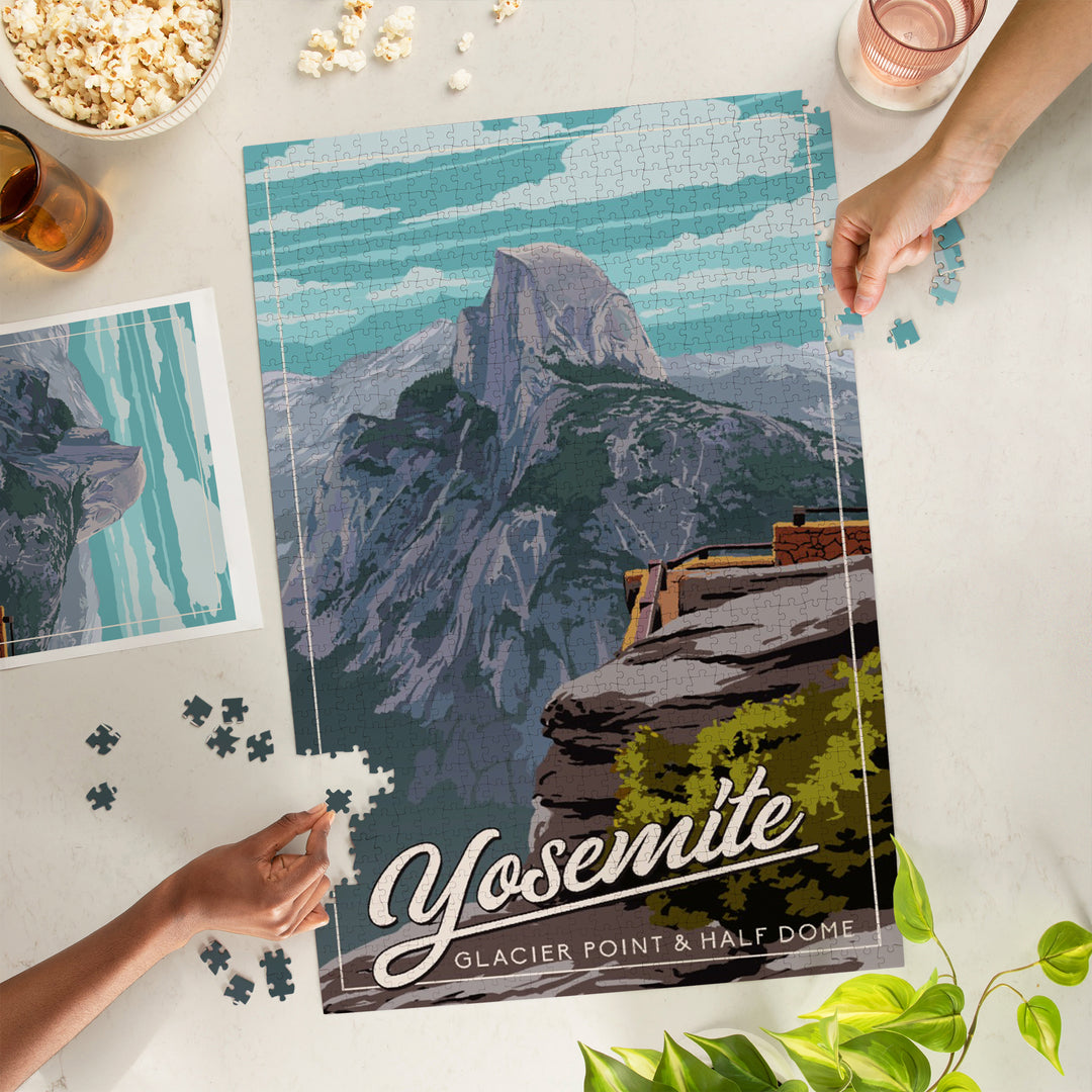 Yosemite National Park, California, Glacier Point and Half Dome View, 1000 Piece Jigsaw Puzzle