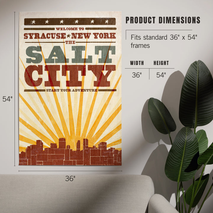 Syracuse, New York, Skyline and Sunburst Screenprint Style, Art & Giclee Prints