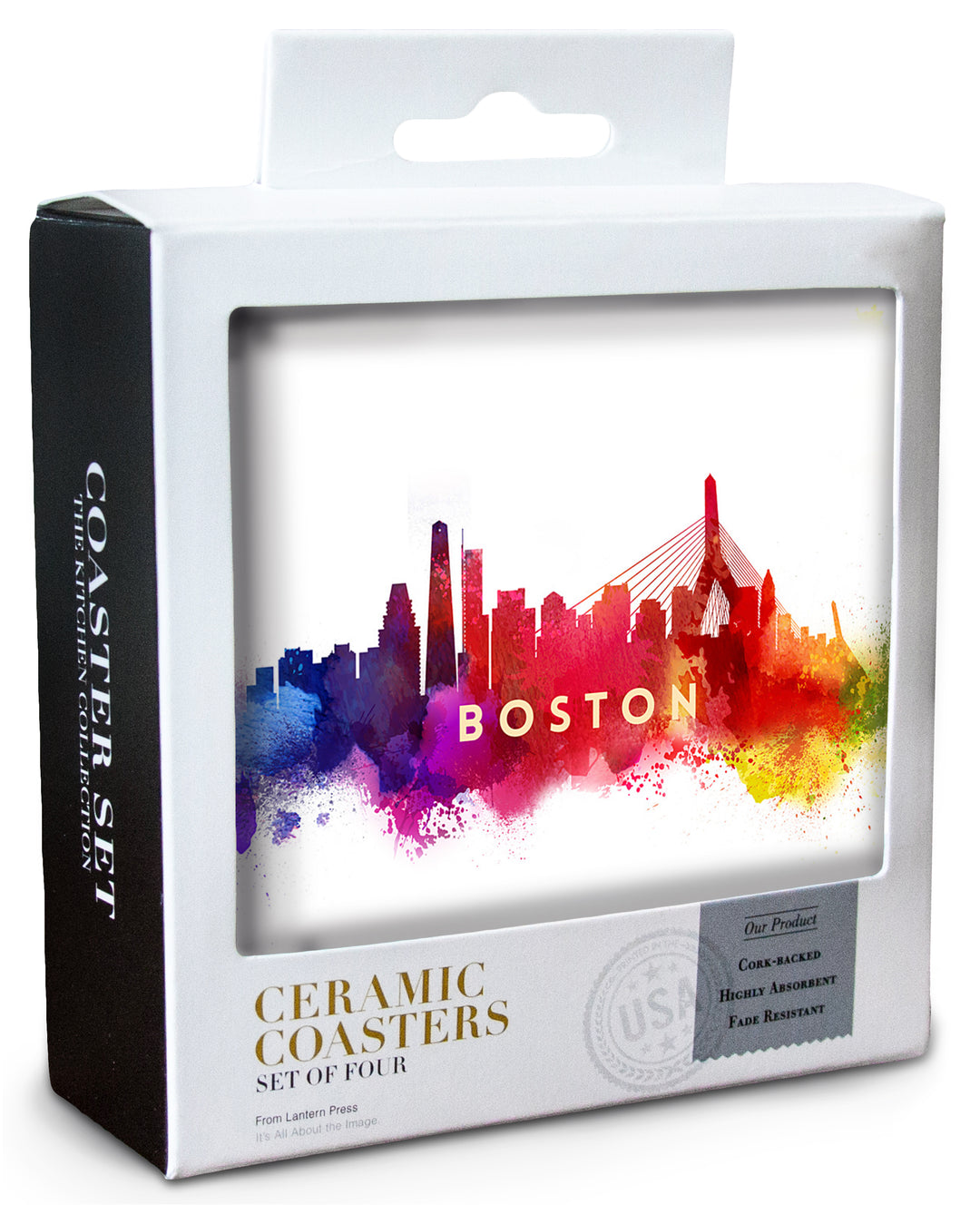 Boston, Massachusetts, Skyline Abstract, Coaster Set