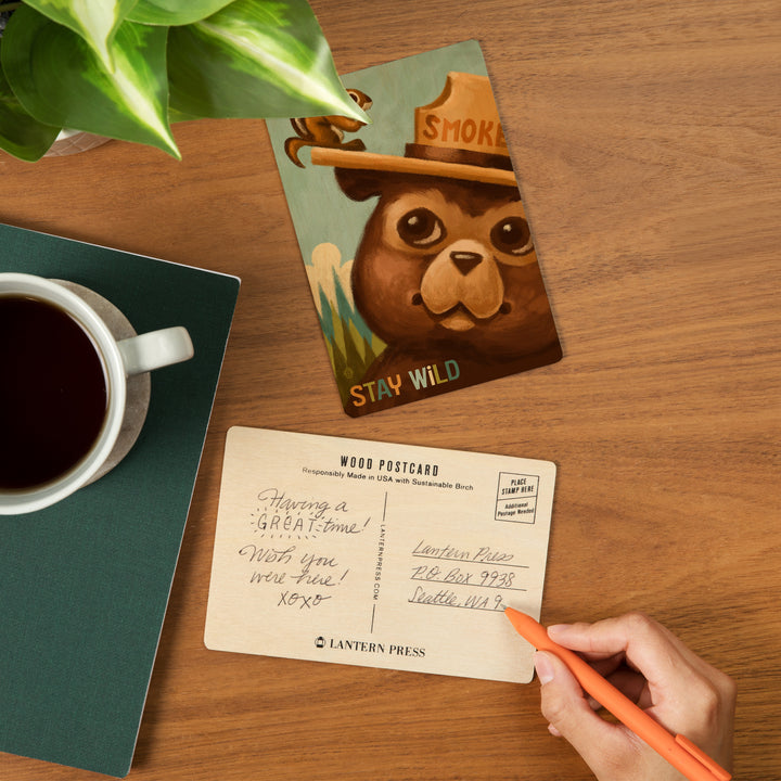 Stay Wild, Smokey Bear and Squirrel, Wood Sign and Postcards