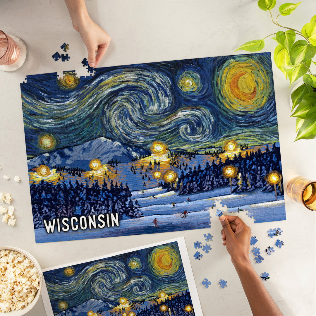 Wisconsin, Starry Night, Ski, Jigsaw Puzzle