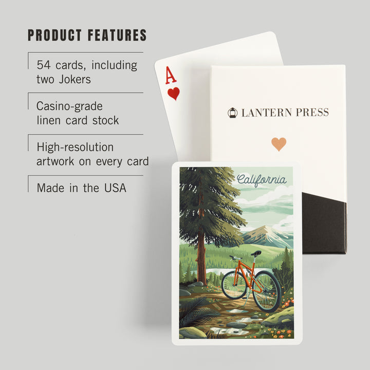 Playing Cards, California, Off To Wonder, Cycling with Mountains, 52 Card Deck with Jokers in Box, Unique Art