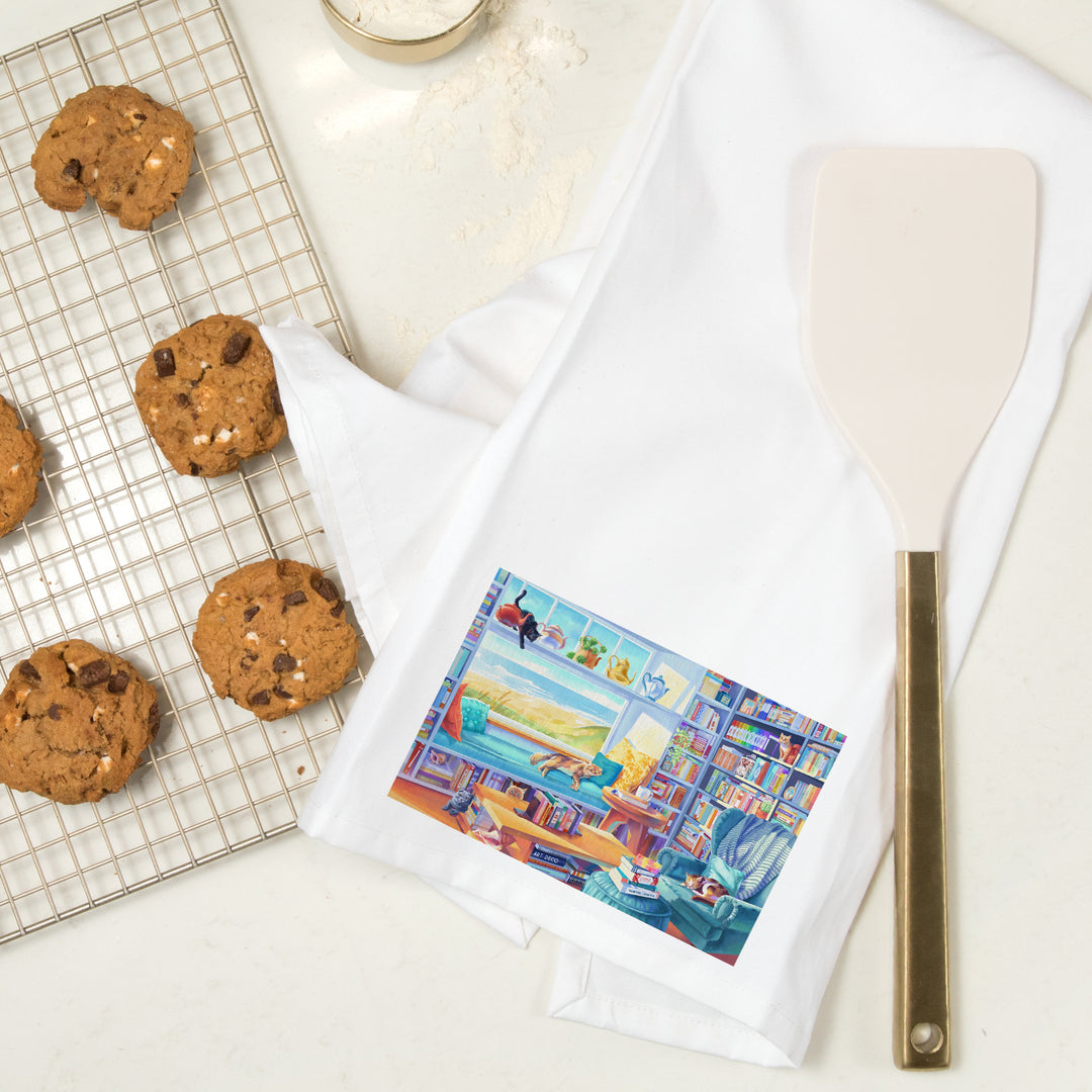Literary Beach Cats, Organic Cotton Kitchen Tea Towels