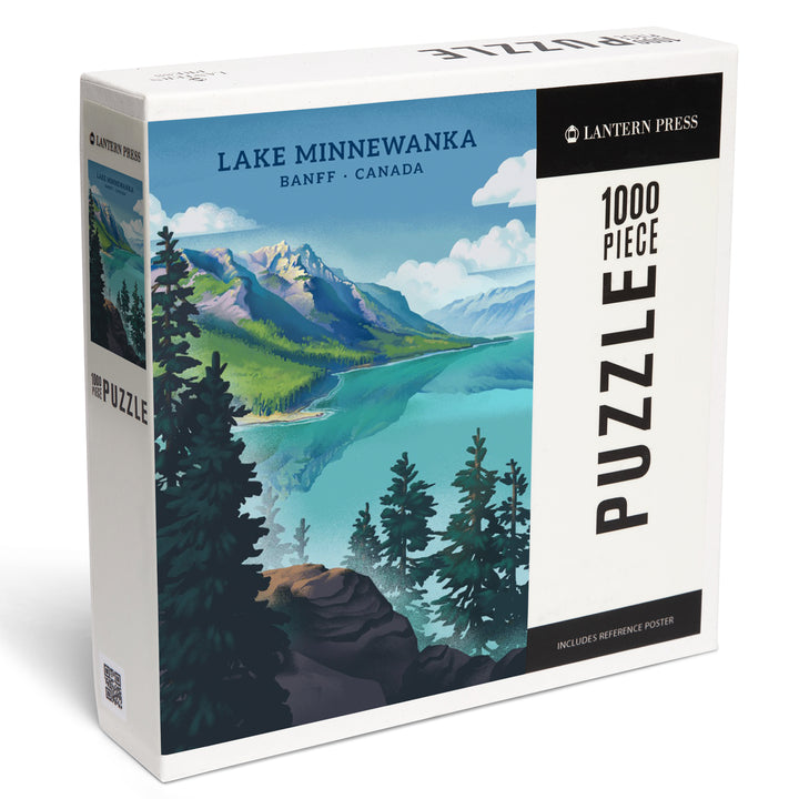 Banff, Canada, Lake Minnewanka, Lithograph, 1000 Piece Jigsaw Puzzle