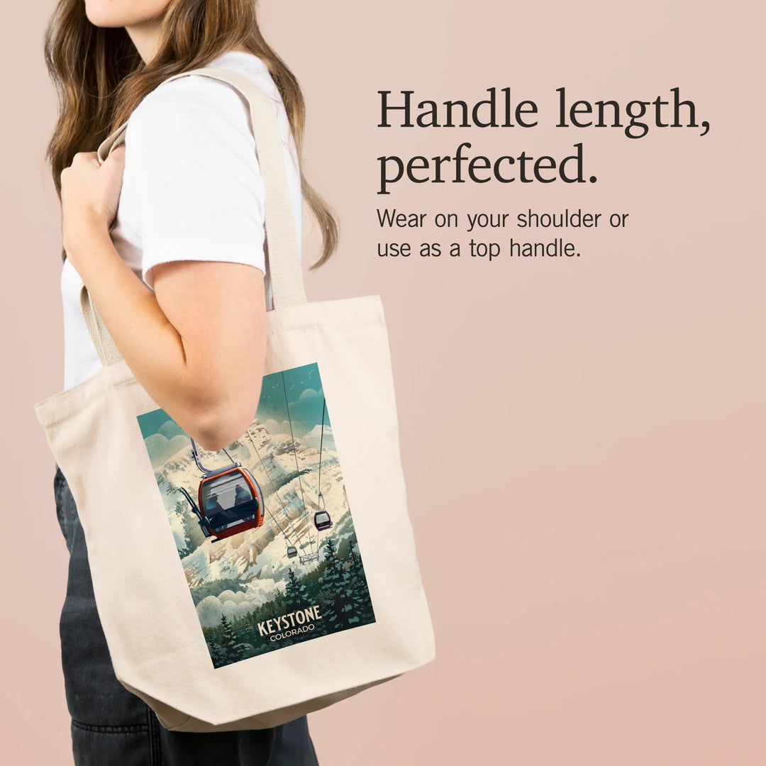 Keystone, Colorado, Lithograph, Gondola, Tote Bag