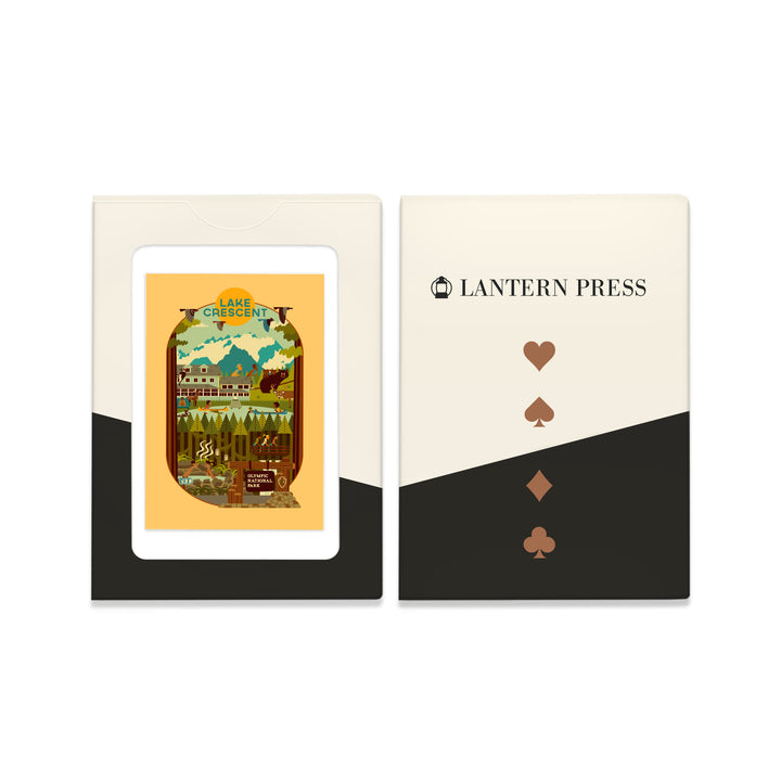 Playing Cards, Lake Crescent, Olympic National Park, Washington, Geometric Series, 52 Card Deck with Jokers in Box, Unique Art