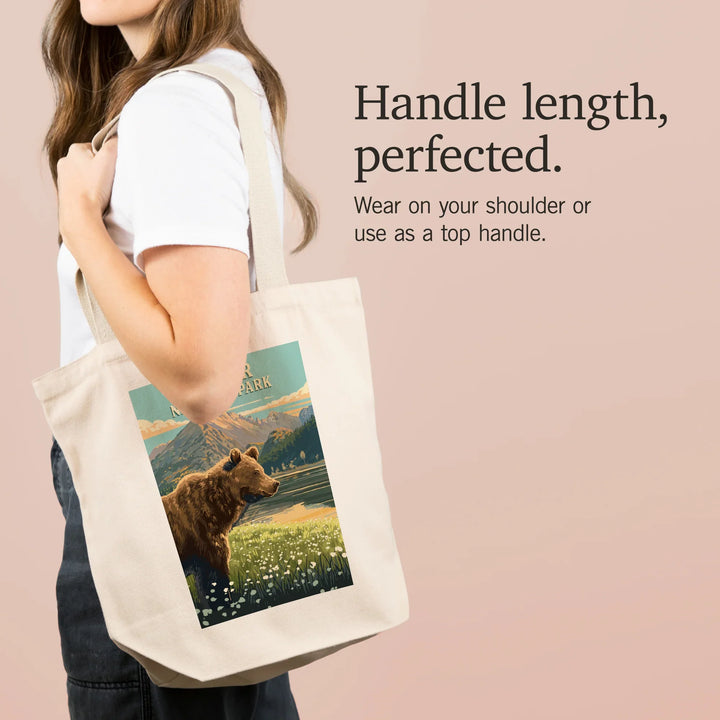 Glacier National Park, Montana, Painterly, Bear, Tote Bag