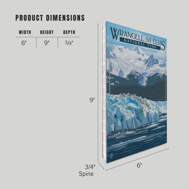 Lined 6x9 Journal, Wrangell, St. Elias National Park, Alaska, Glacier, Lay Flat, 193 Pages, FSC paper
