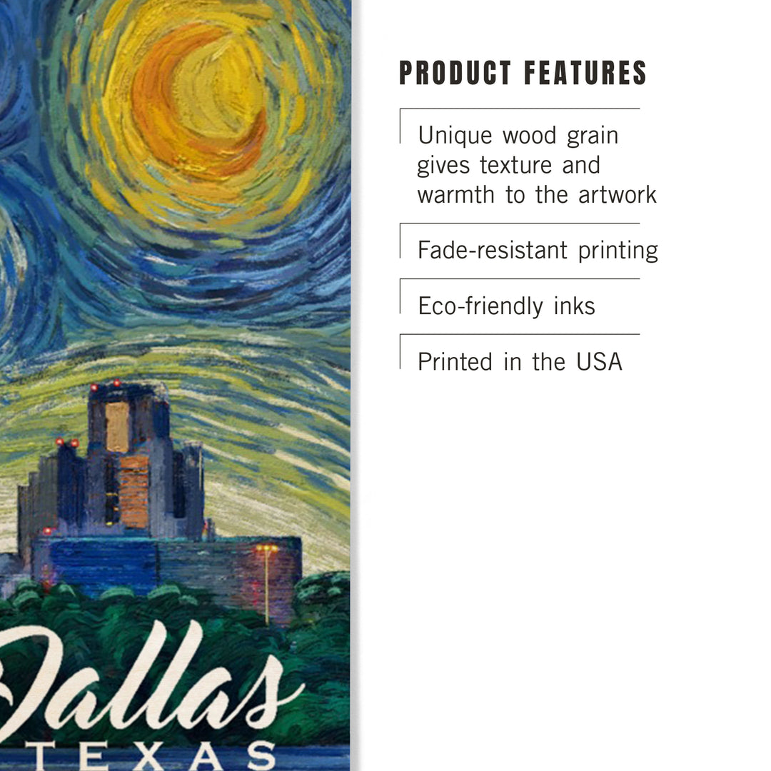 Dallas, Texas, Starry Night City Series, Wood Sign and Postcards