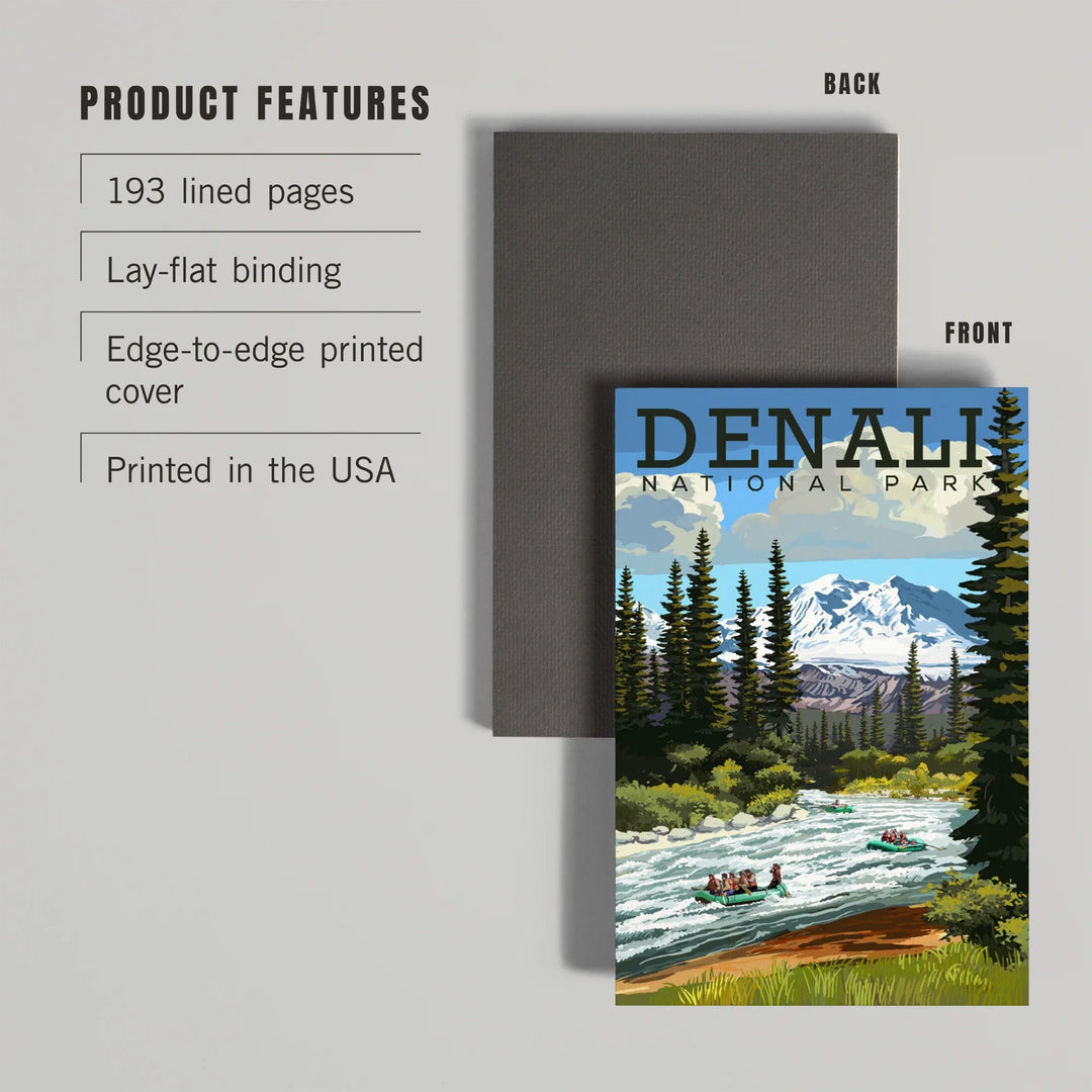 Lined 6x9 Journal, Denali National Park, Alaska, River Rafting, Lay Flat, 193 Pages, FSC paper