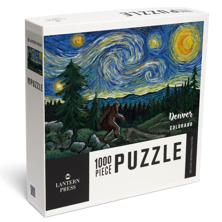 Denver, Colorado, Starry Night, Bigfoot, Jigsaw Puzzle