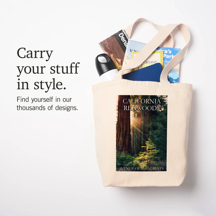 Redwood National Park, California, Sunlit Trees, Tote Bag