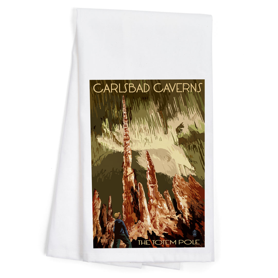 Carlsbad Caverns National Park, New Mexico, The Totem Pole, Organic Cotton Kitchen Tea Towels - Lantern Press