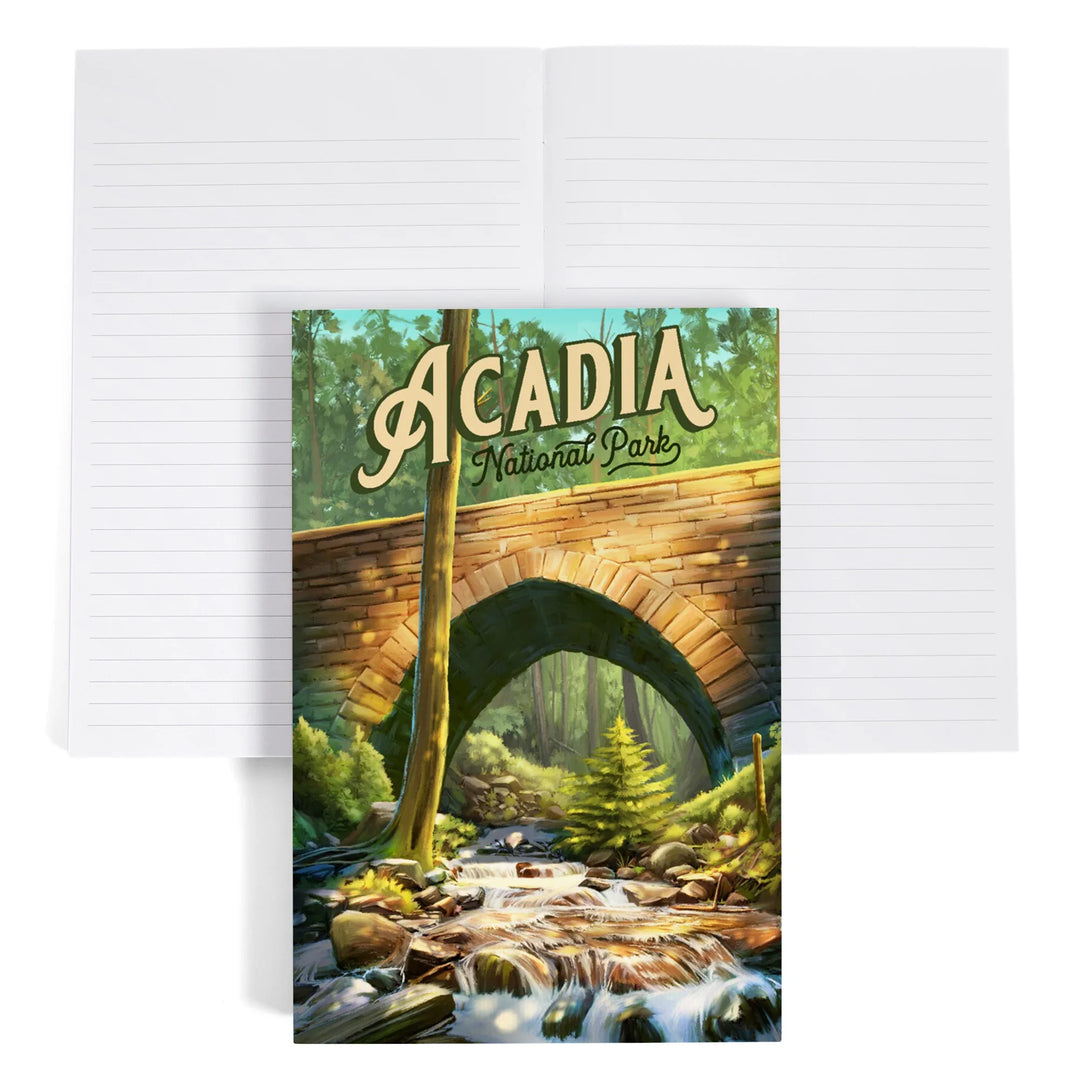 Lined 6x9 Journal, Acadia National Park, Maine, Oil Painting, Lay Flat, 193 Pages, FSC paper
