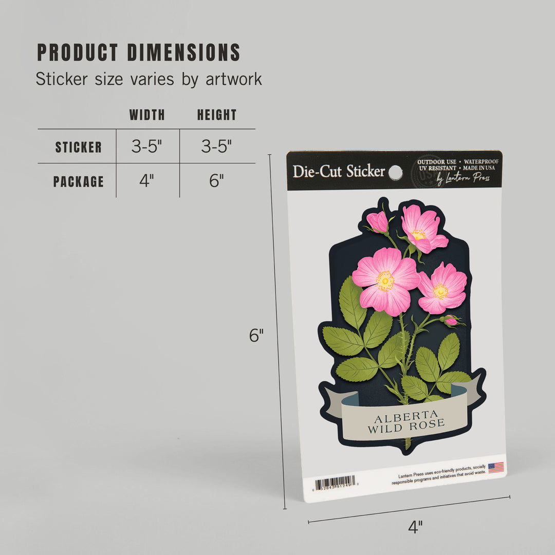 Vintage Flora Noir, Alberta Wild Rose, Vinyl Sticker