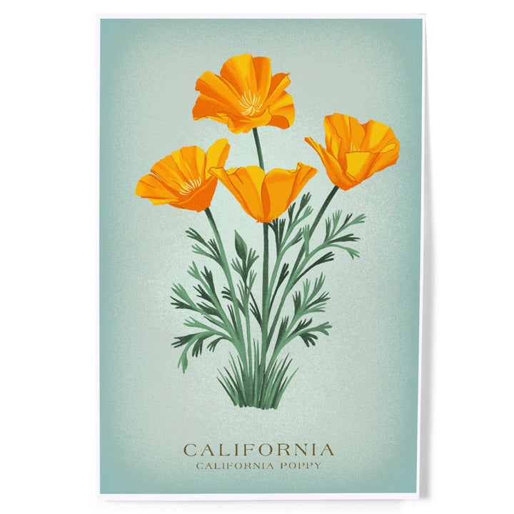 California, Vintage Flora, State Series, California Poppy, Art & Giclee Prints