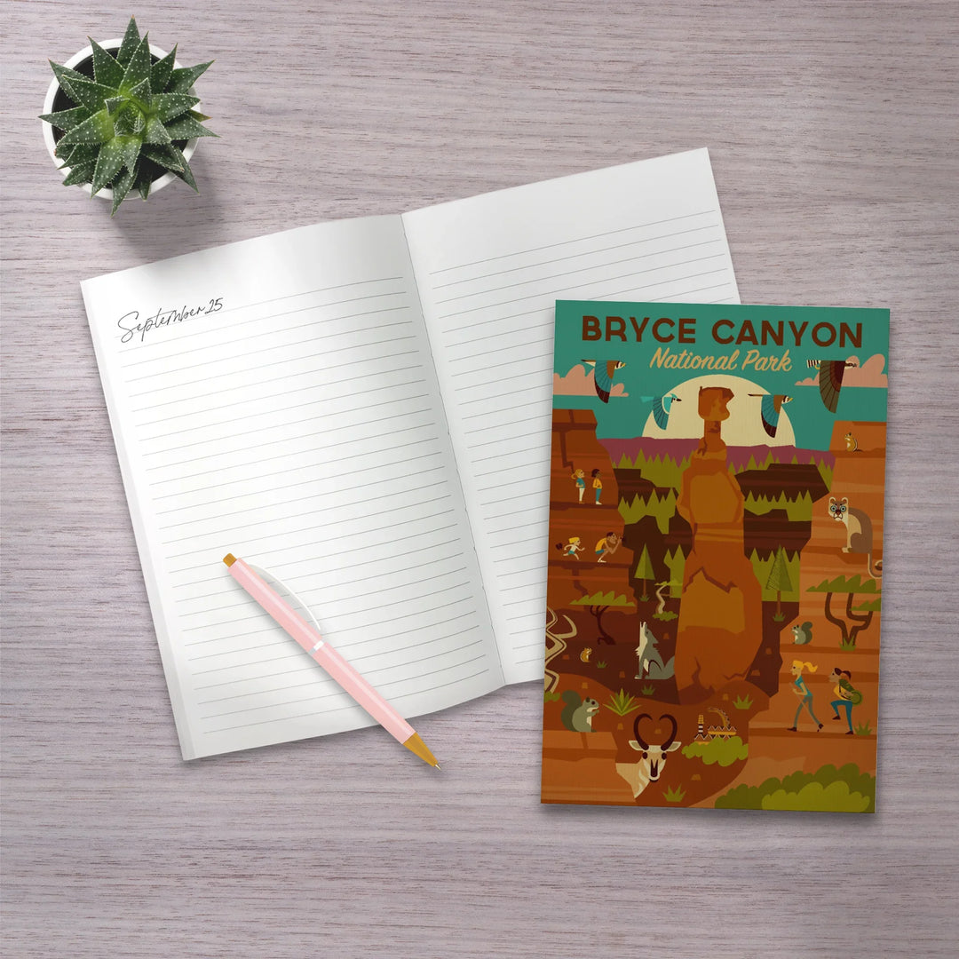 Lined 6x9 Journal, Bryce Canyon National Park, Utah, Geometric National Park Series, Lay Flat, 193 Pages, FSC paper