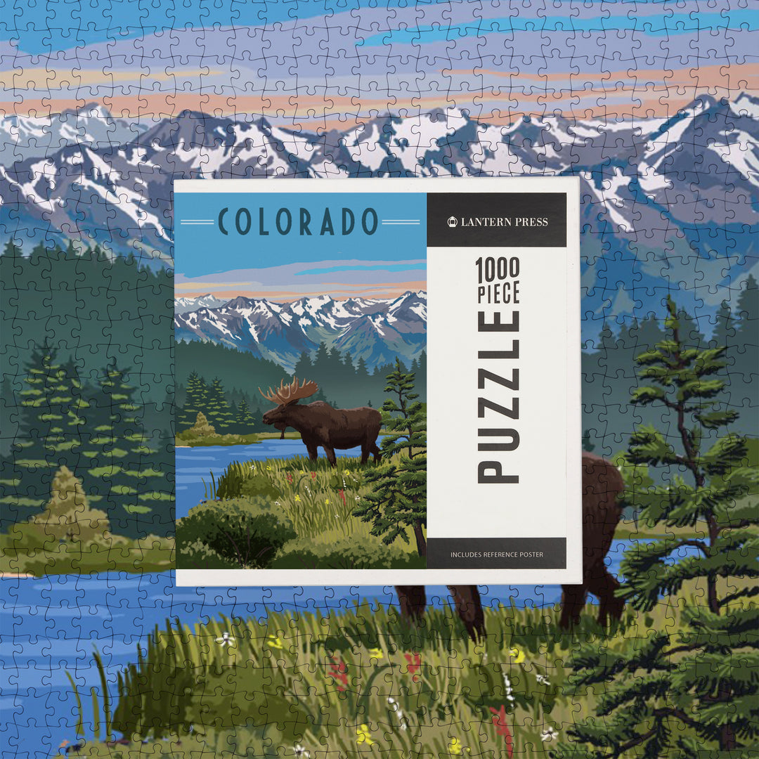 Colorado, Moose, Summer Scene, 1000 Piece Jigsaw Puzzle