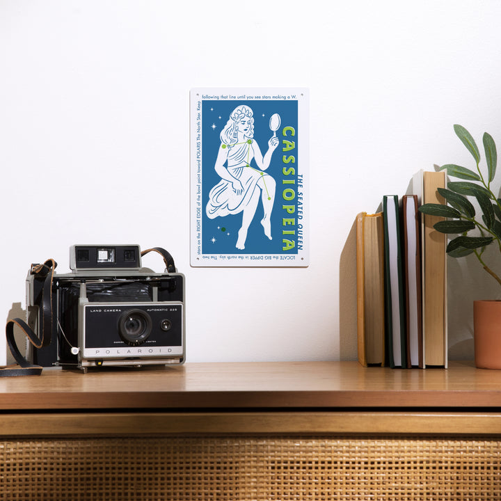Drawings in the Stars Collection, Cassiopeia, The Seated Queen Constellation, Metal Signs