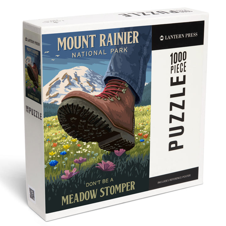 Mount Rainier, Washington, Painterly, Don't be a Meadow Stomper, Jigsaw Puzzle