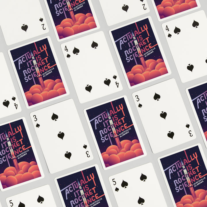 Playing Cards, Huntsville, Alabama, Spacethusiasm Collection, Rocket Launch, Actually It Is Rocket Science, 52 Card Deck with Jokers in Box, Unique Art