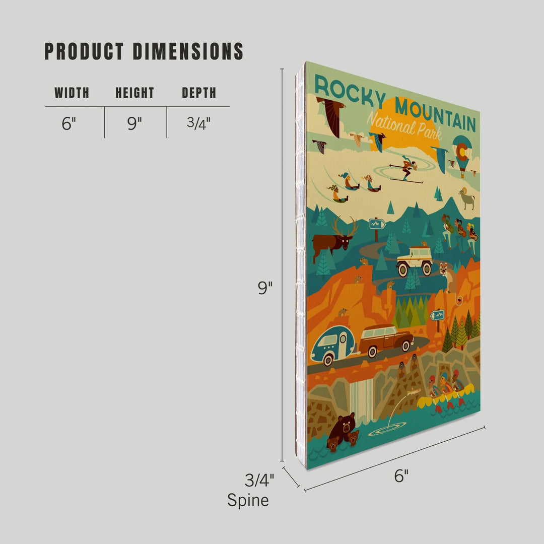 Lined 6x9 Journal, Rocky Mountain National Park, Colorado, Geometric National Park Series, Lay Flat, 193 Pages, FSC paper