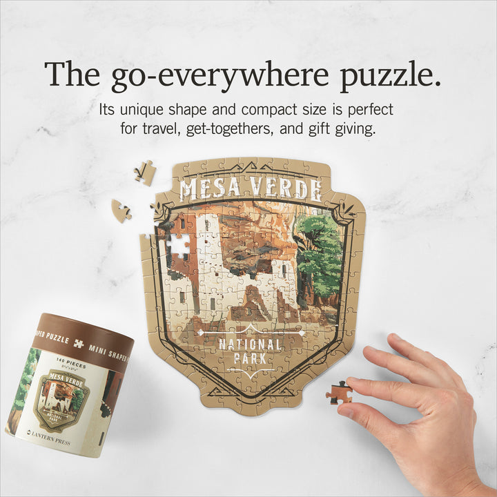 Lantern Press Mini Shaped Adult Jigsaw Puzzle, Protect Our National Parks (Mesa Verde)