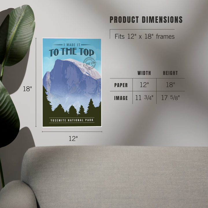 Yosemite National Park, California, I Made it to the Top, Half Dome, Lithograph, Art & Giclee Prints