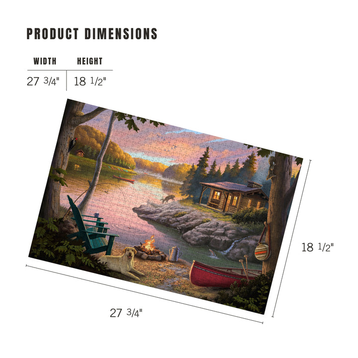 Lake Living, Cabin in Woods, Jigsaw Puzzle