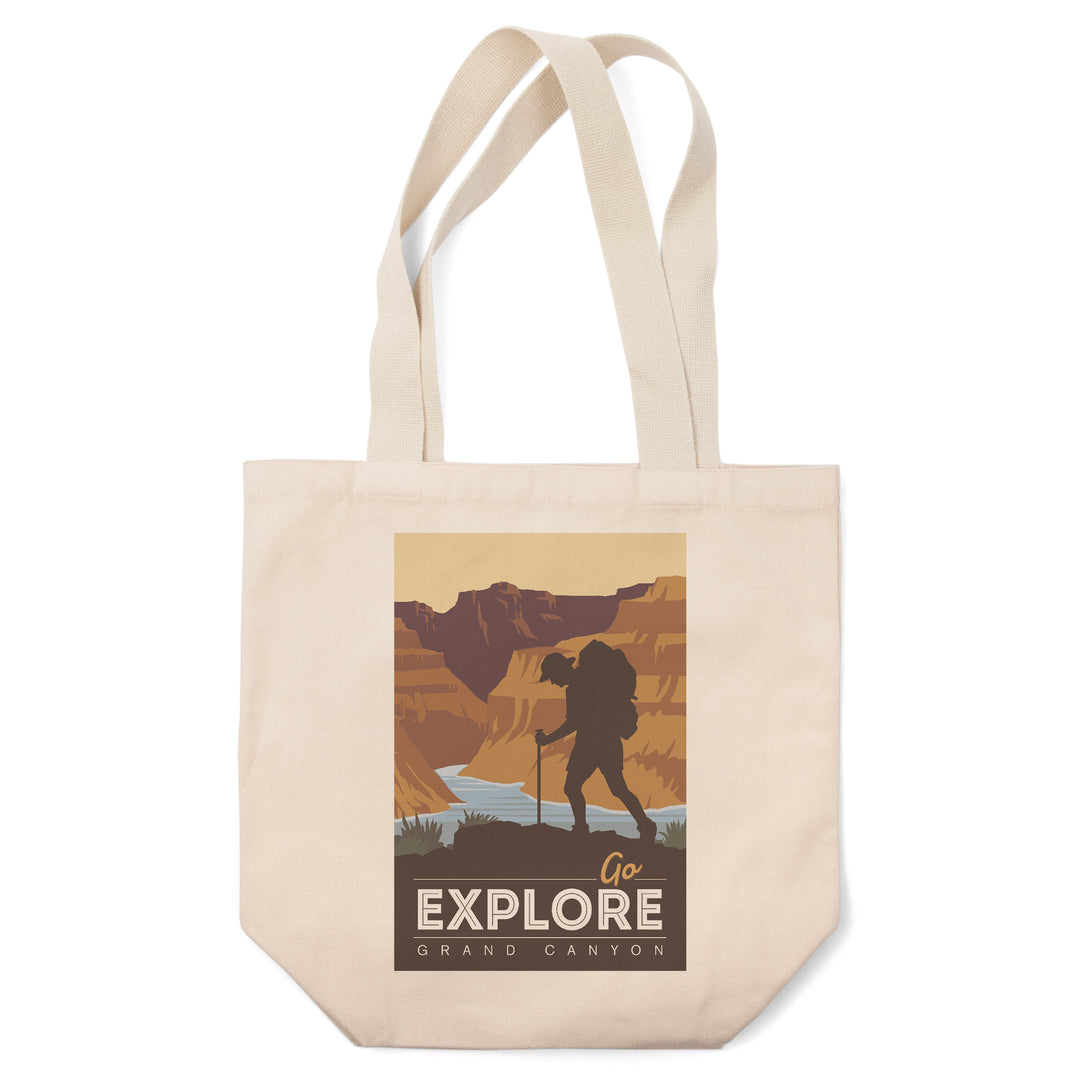 Grand Canyon National Park, Arizona, Go Explore, Backpacker, Vector Style, Tote Bag