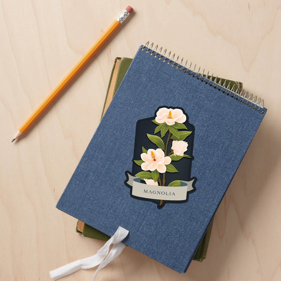 Vintage Flora Noir, Magnolia, Vinyl Sticker