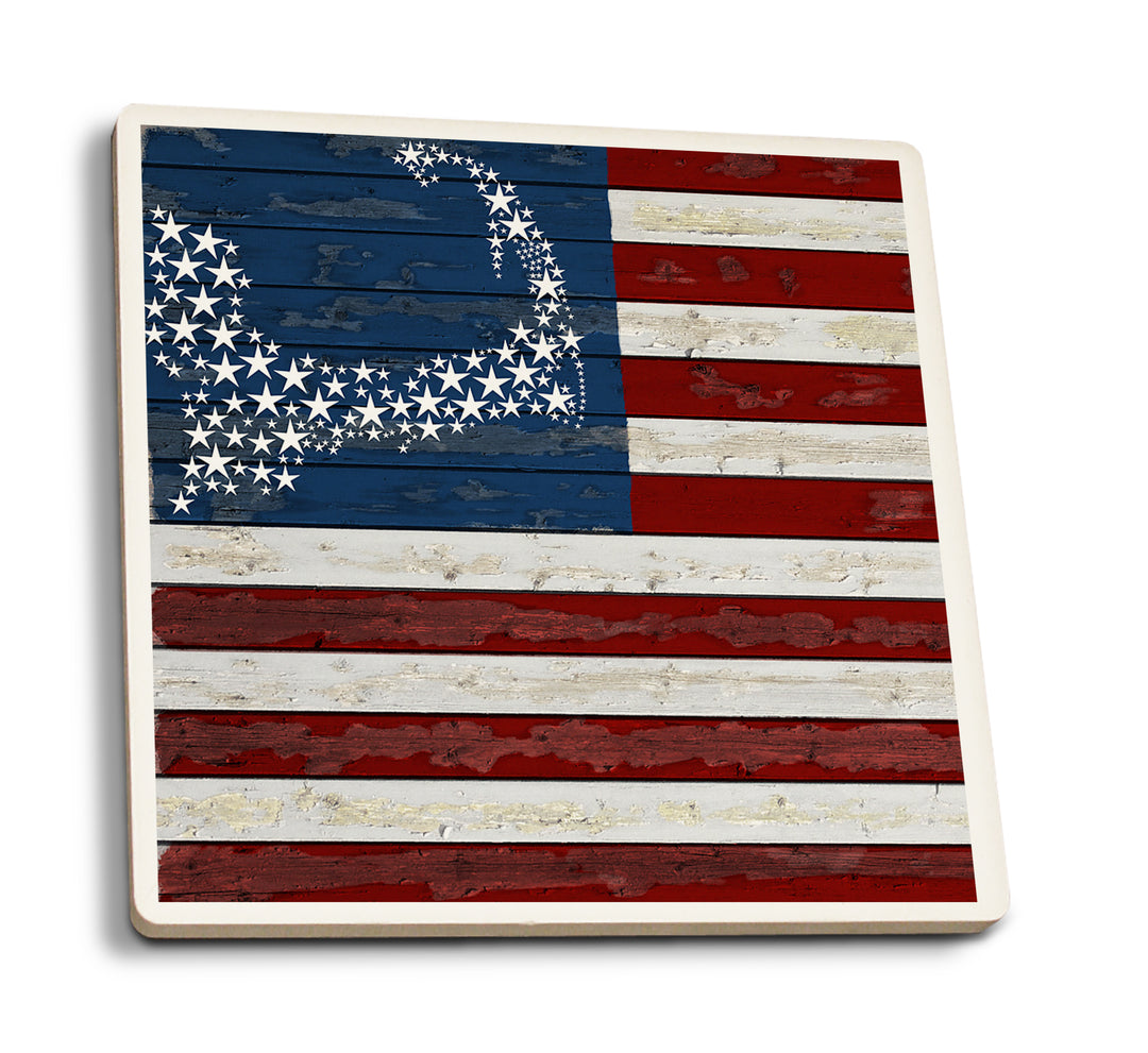 Cape Cod, Massachusetts, Rustic Flag, Coaster Set
