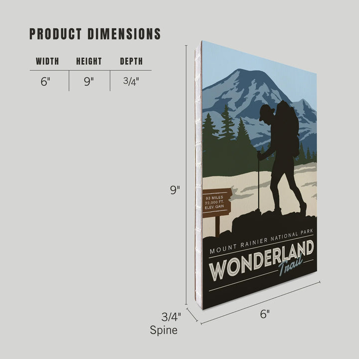 Lined 6x9 Journal, Mount Rainier National Park, Wonderland Trail, Backpacker, Lay Flat, 193 Pages, FSC paper