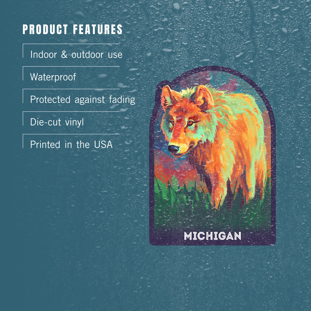 Michigan, Vivid, Gray Wolf, Vinyl Sticker