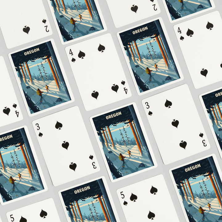 Playing Cards, Oregon, Better on Foot, Snowshoeing, 52 Card Deck with Jokers in Box, Unique Art